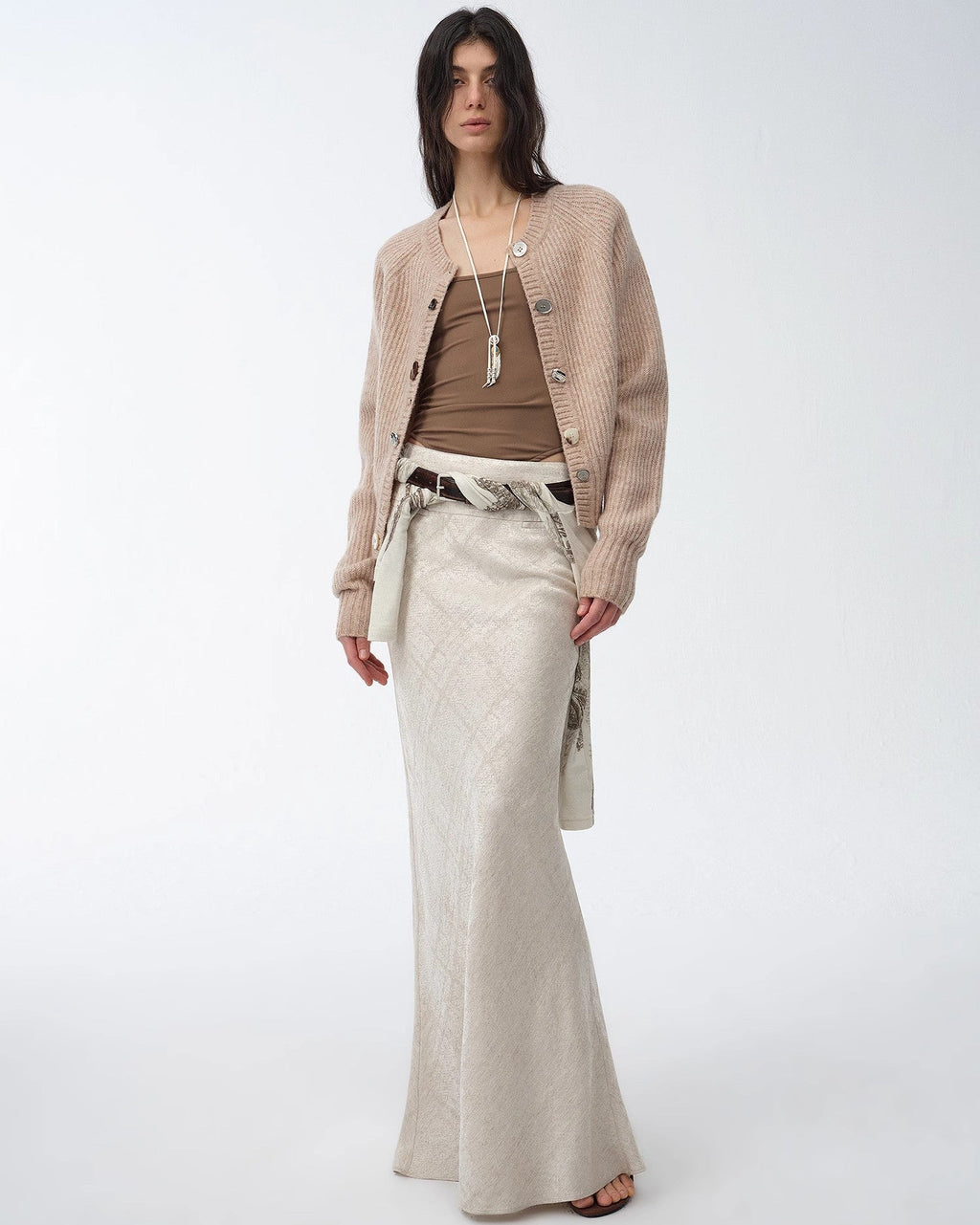 Retro Bias-Cut Linen Blended Straight Fishtail Maxi Skirt ‘Light and Breezy’