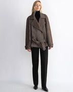 'Warm Cocoon' Italian Herringbone Wool Classic Lapel Short Coat