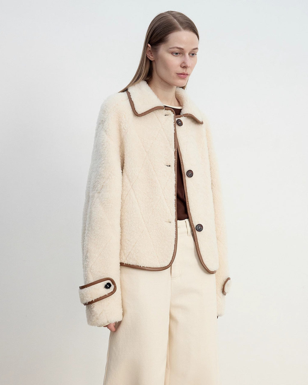 'Modern Milk Cafe' Hill Fur Merino Sheepskin Fur Women's Jacket