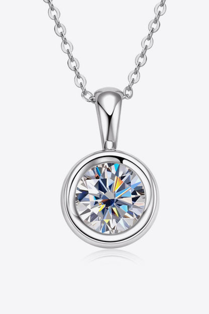 Modern Round 2 Ct Moissanite Silver Pendant Necklace