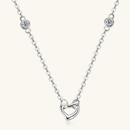 Silver Heart Moissanite Pendant Necklace