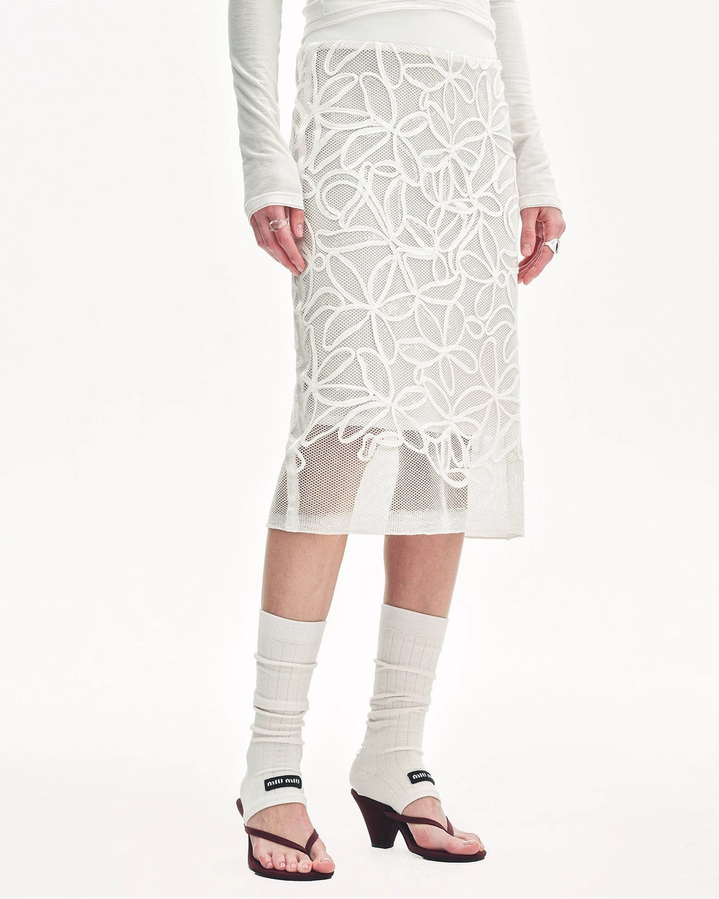 ‘Summer Dream’ Acetate Sequin Embroidered Straight Skirt
