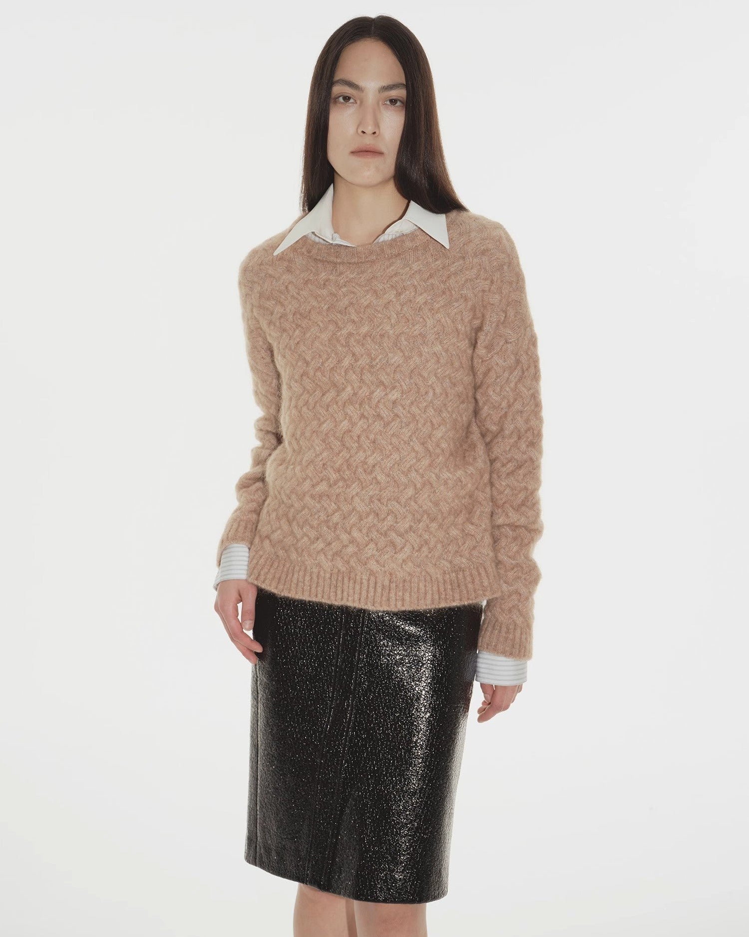 FF×JW Classic Mohair Pullover Sweater with Textured Knit