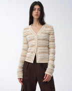 ‘Nice Weekend’ Striped Mixed Woven Knit Cardigan/Vest