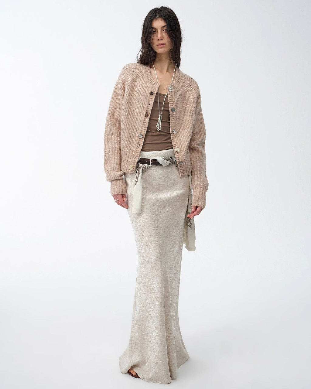 Retro Bias-Cut Linen Blended Straight Fishtail Maxi Skirt ‘Light and Breezy’