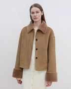 Fireladyfur Faux Leather Shearling Jacket