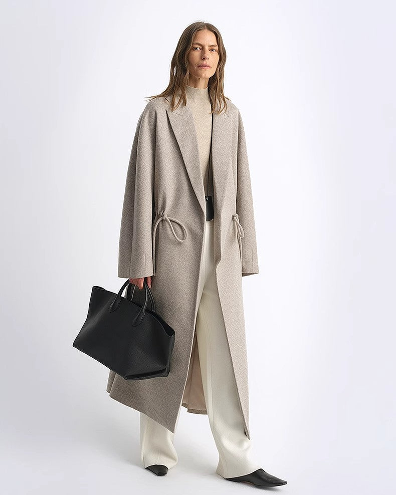 ‘Desert Heart’ Original Wool Peaked Lapel Drawstring Coat