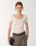LINDIS Wool Mulberry Silk Classic Short Sleeve Round Neck T-Shirt