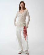 Cotton and Linen Beaded Yarn Waisted Bell Sleeve Cardigan ‘Perry Moonlight’