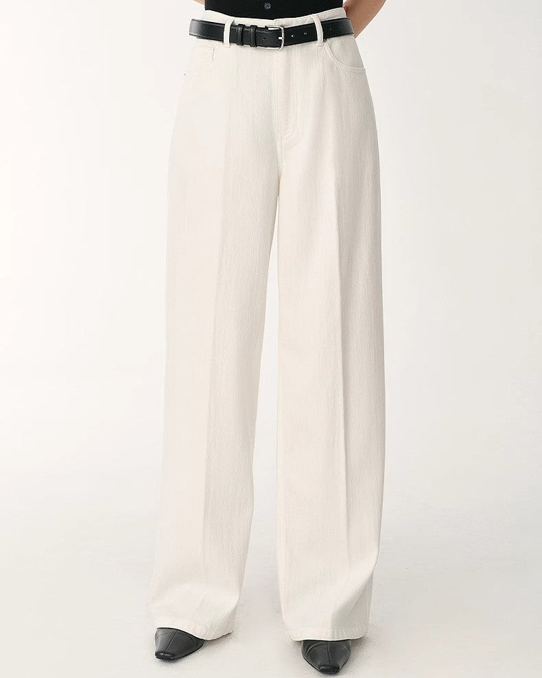 Skin-Friendly Washed Drape Versatile Wide-Leg Jeans