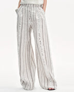 Linen Vertical Stripe Drape Wide Leg Casual Pants ‘Fashion Tension’