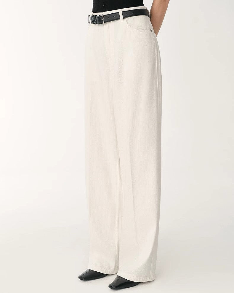 Skin-Friendly Washed Drape Versatile Wide-Leg Jeans