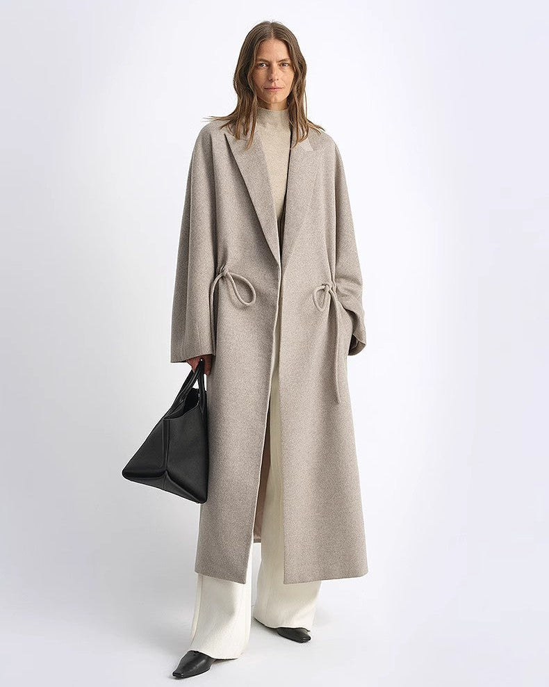 ‘Desert Heart’ Original Wool Peaked Lapel Drawstring Coat