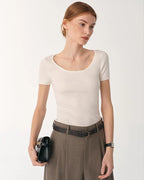 German Yangtze Wool Round Neck Short Sleeve Top