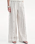 Linen Vertical Stripe Drape Wide Leg Casual Pants ‘Fashion Tension’
