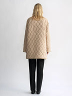 Diamond Texture Splicing Lapel 90 White Goose Down Barn Jacket