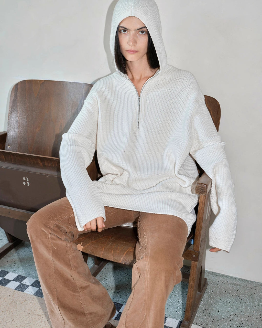 Women's Merino Wool Hooded Sweater with 1/4 Zip ‘Autumn Ticket’