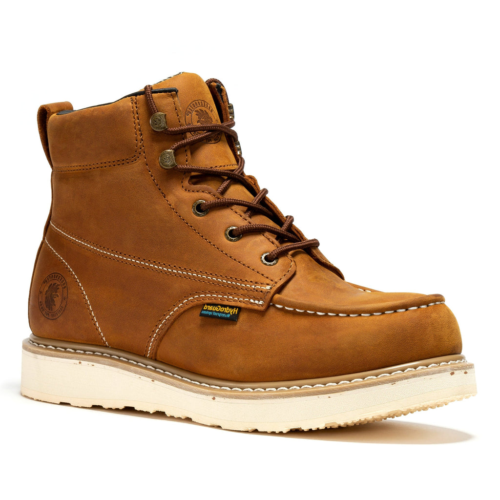 ROCKROOSTER Edgewood Men's 6" Brown Steel Toe Waterproof Wedge Work Boots | SAP858