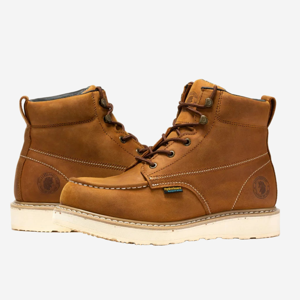 ROCKROOSTER Edgewood Men's 6" Brown Steel Toe Waterproof Wedge Work Boots | SAP858