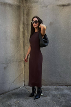 The Greece Parthenon Knit Maxi Dress Taupe