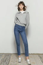 Two Shots High Rise Straight Crop Jeans | HJ013