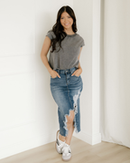 Mineral Wash Boxy Fit Cotton Tank Top | Gray