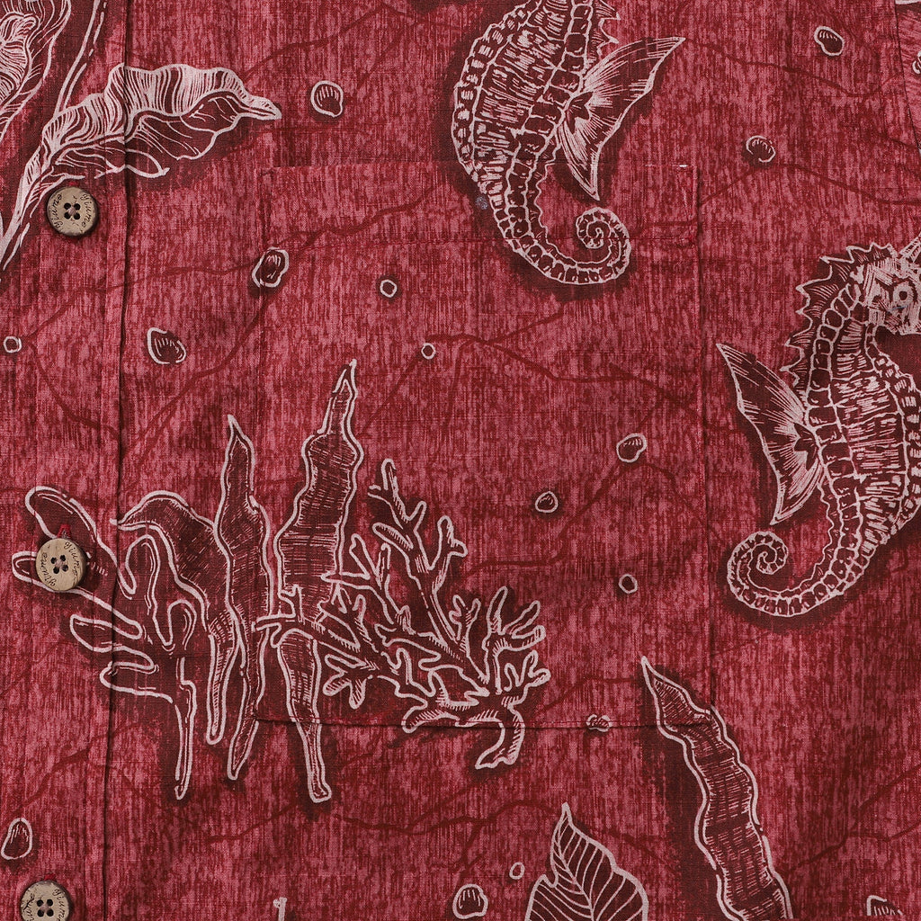 Red Hawaiian Shirt For Men | Seahorses