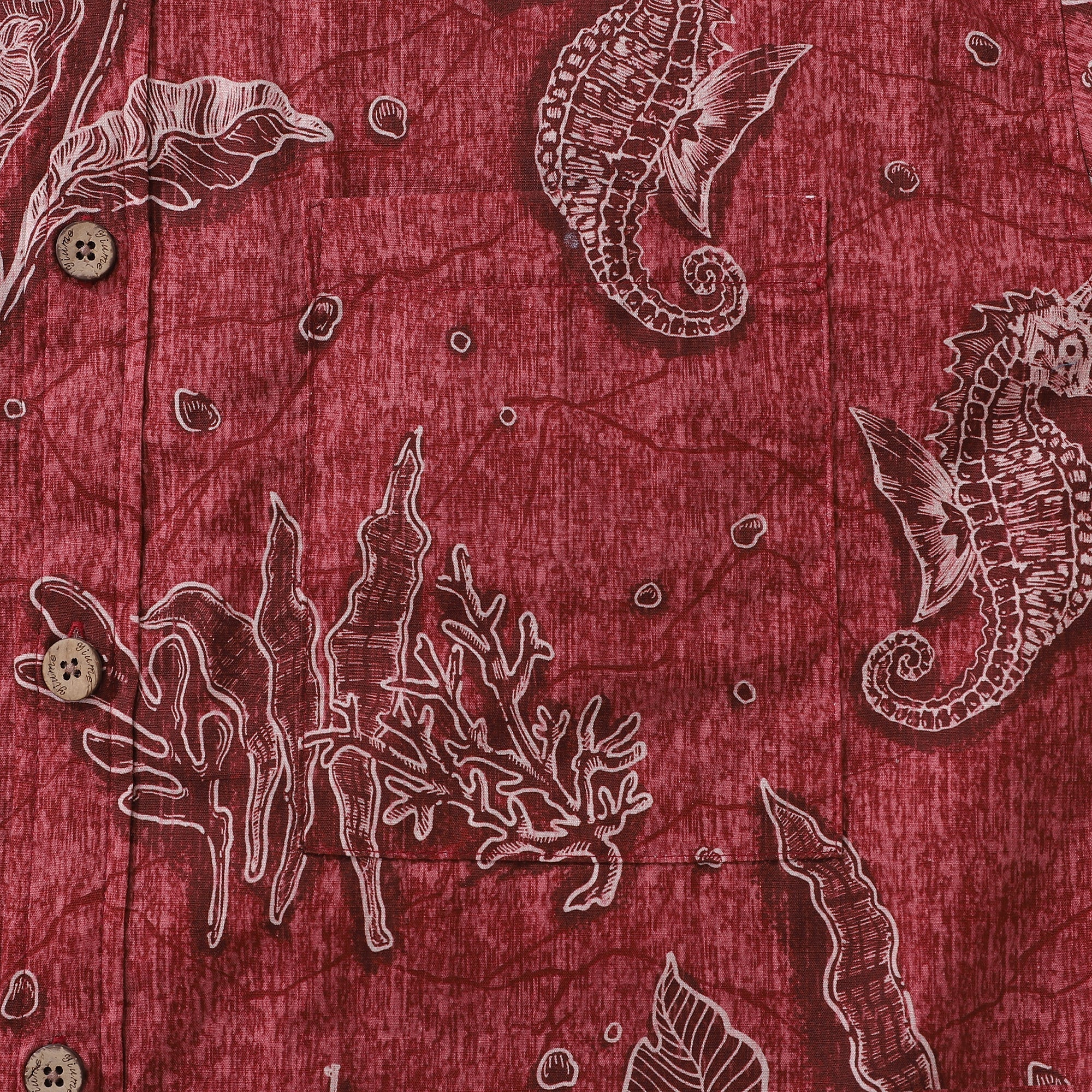 Red Hawaiian Shirt For Men | Seahorses