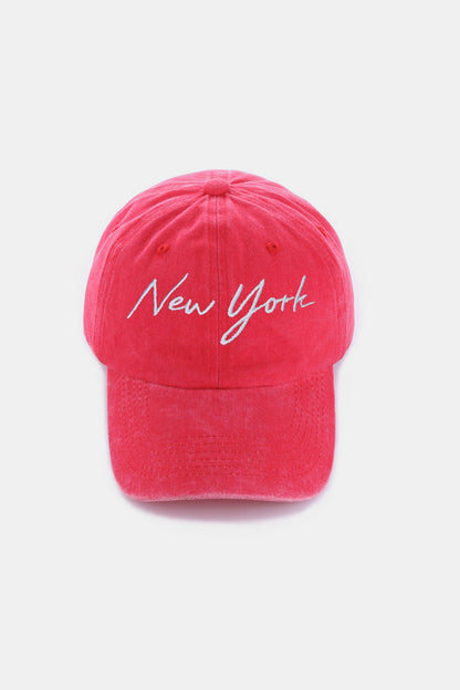 City Embroidered Washed Baseball Cap