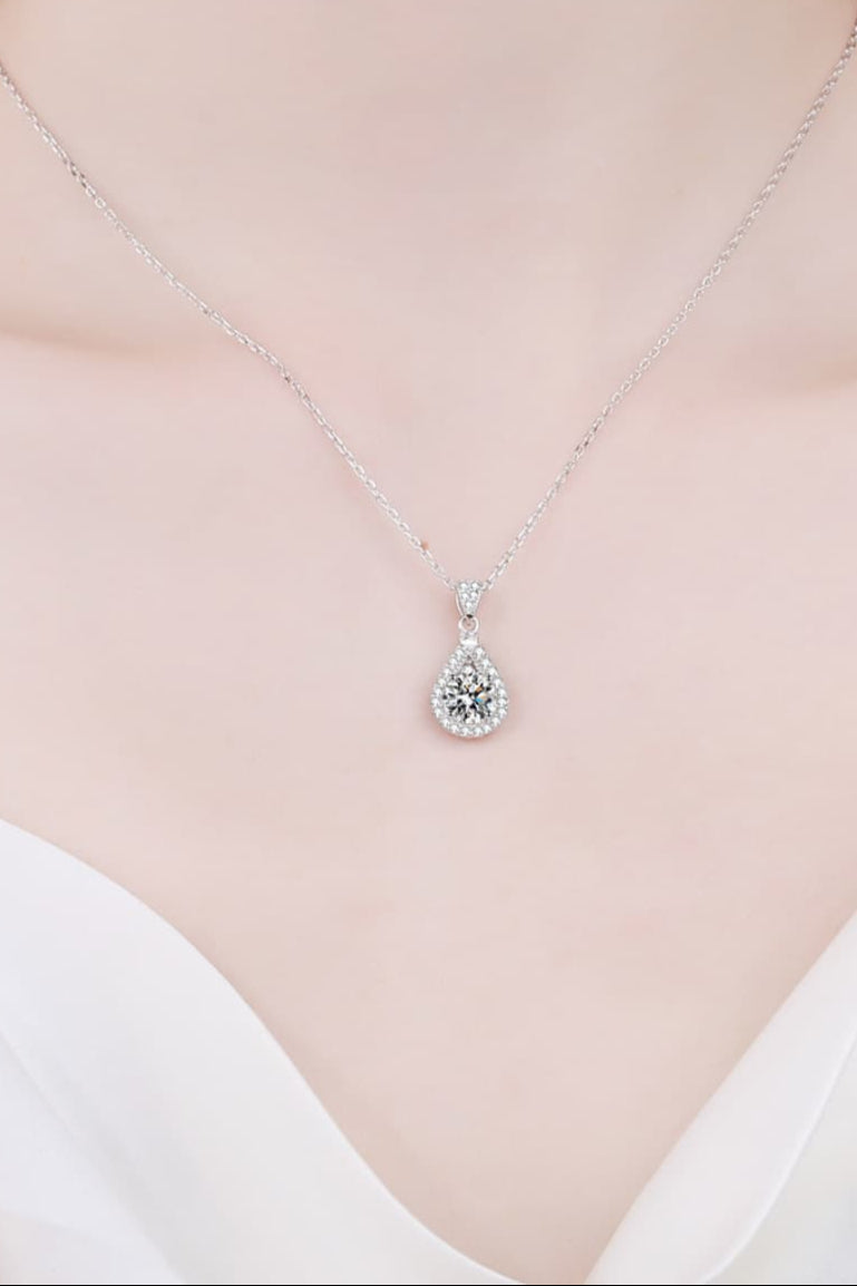 Teardrop Pendant Necklace 2 Ct Moissanite