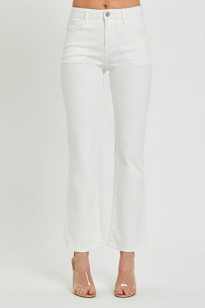 White Mid Rise Bootcut Jeans