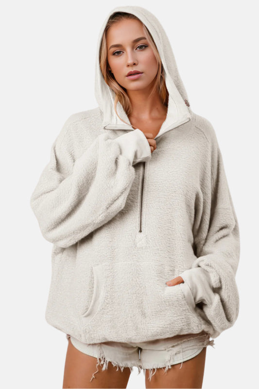 Oversized Plush Half Zip Hoodie