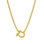 Lucky Lock Carabiner Necklace Two-Tone Mixed Metal Horseshoe Pendant Chain