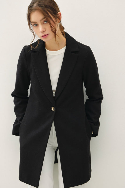 Single Button Light Coat with Pockets