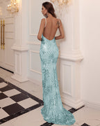 Marissa Aqua Sequin Gown