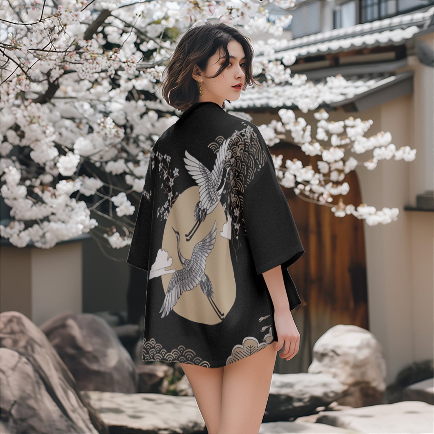 K06 Cranes Paradise Kimono