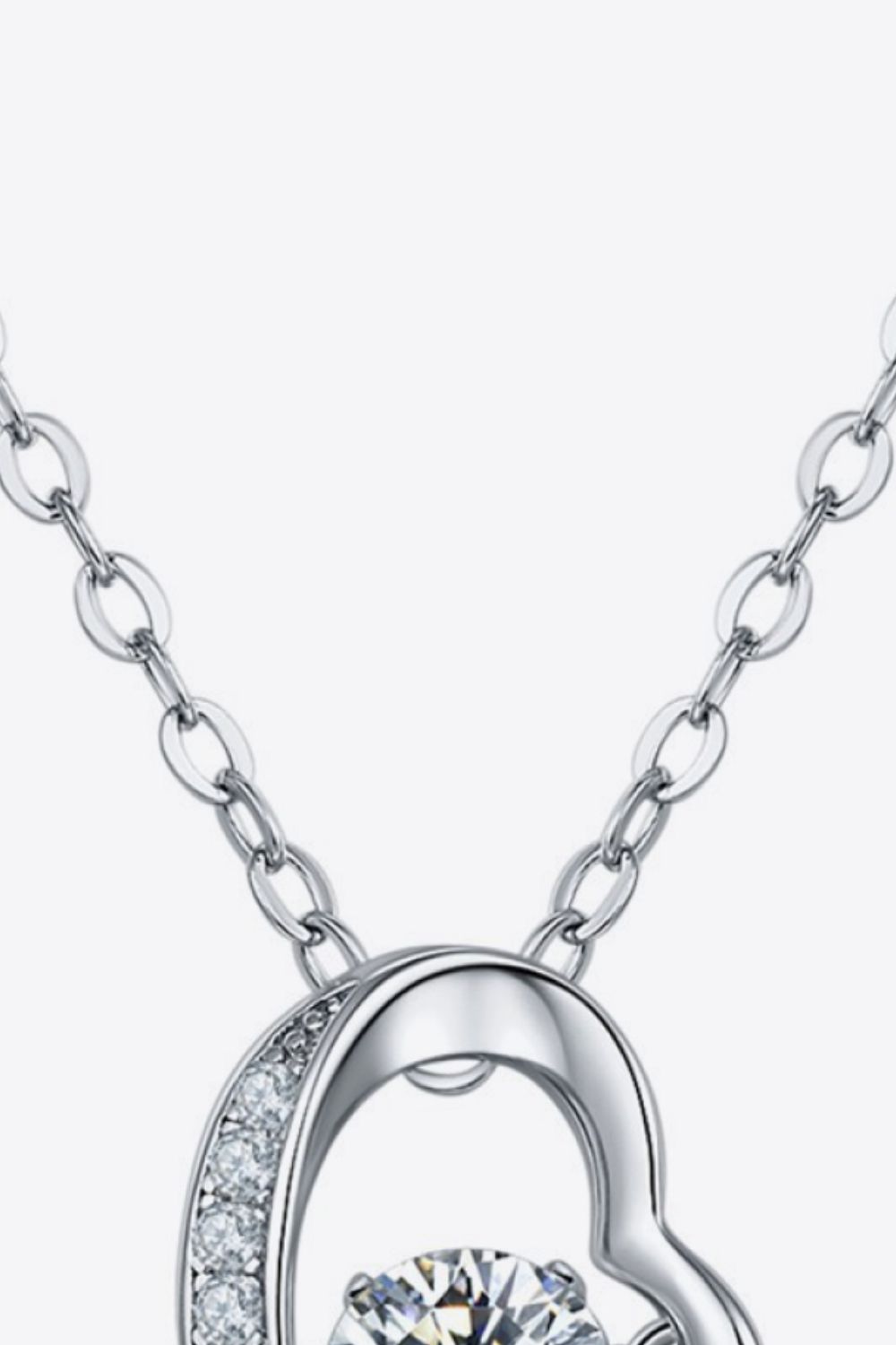Silver Moissanite Heart Shape Pendant Necklace