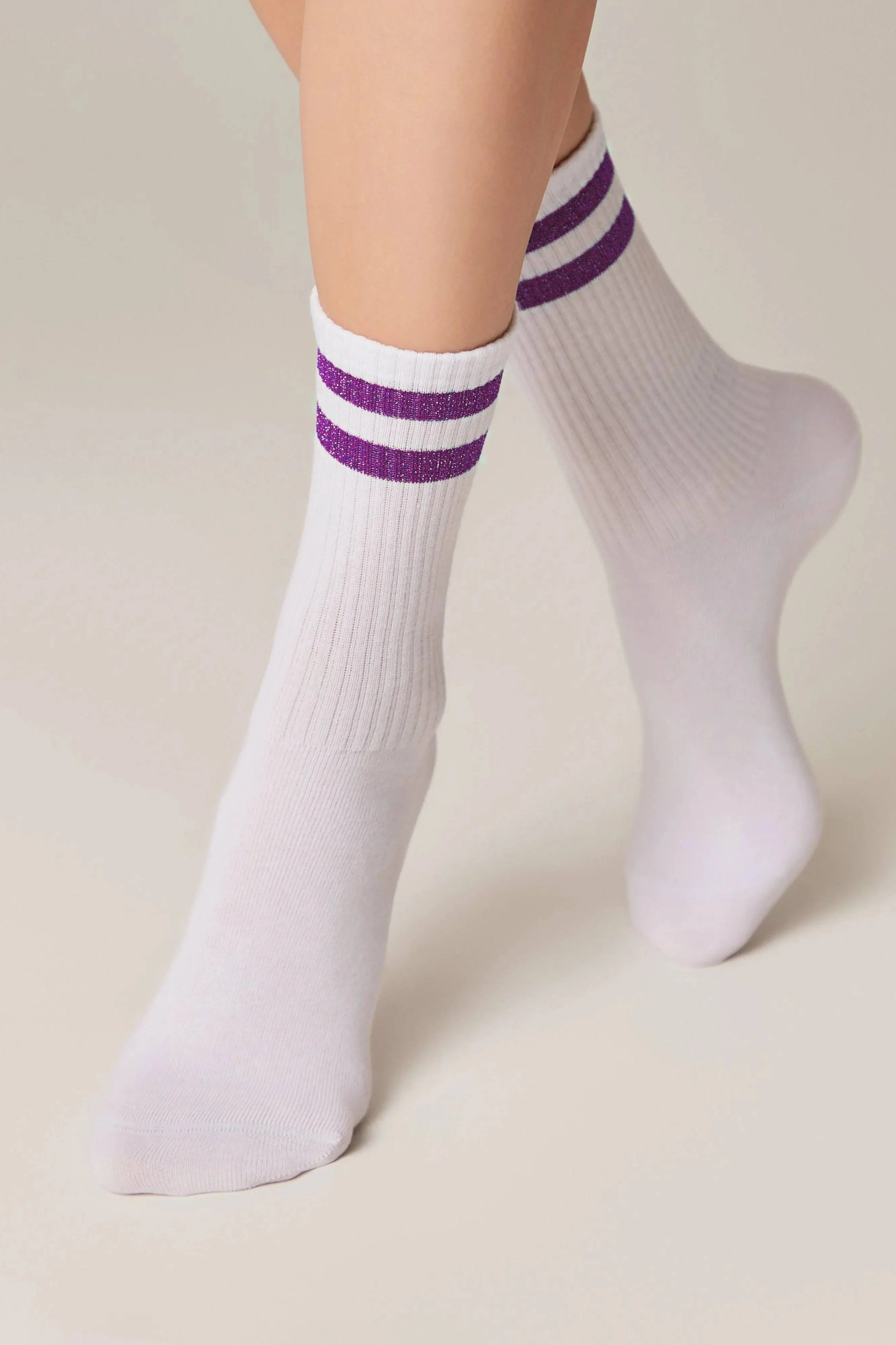Conte Cotton Long Socks Active 157 | Lurex Stripes
