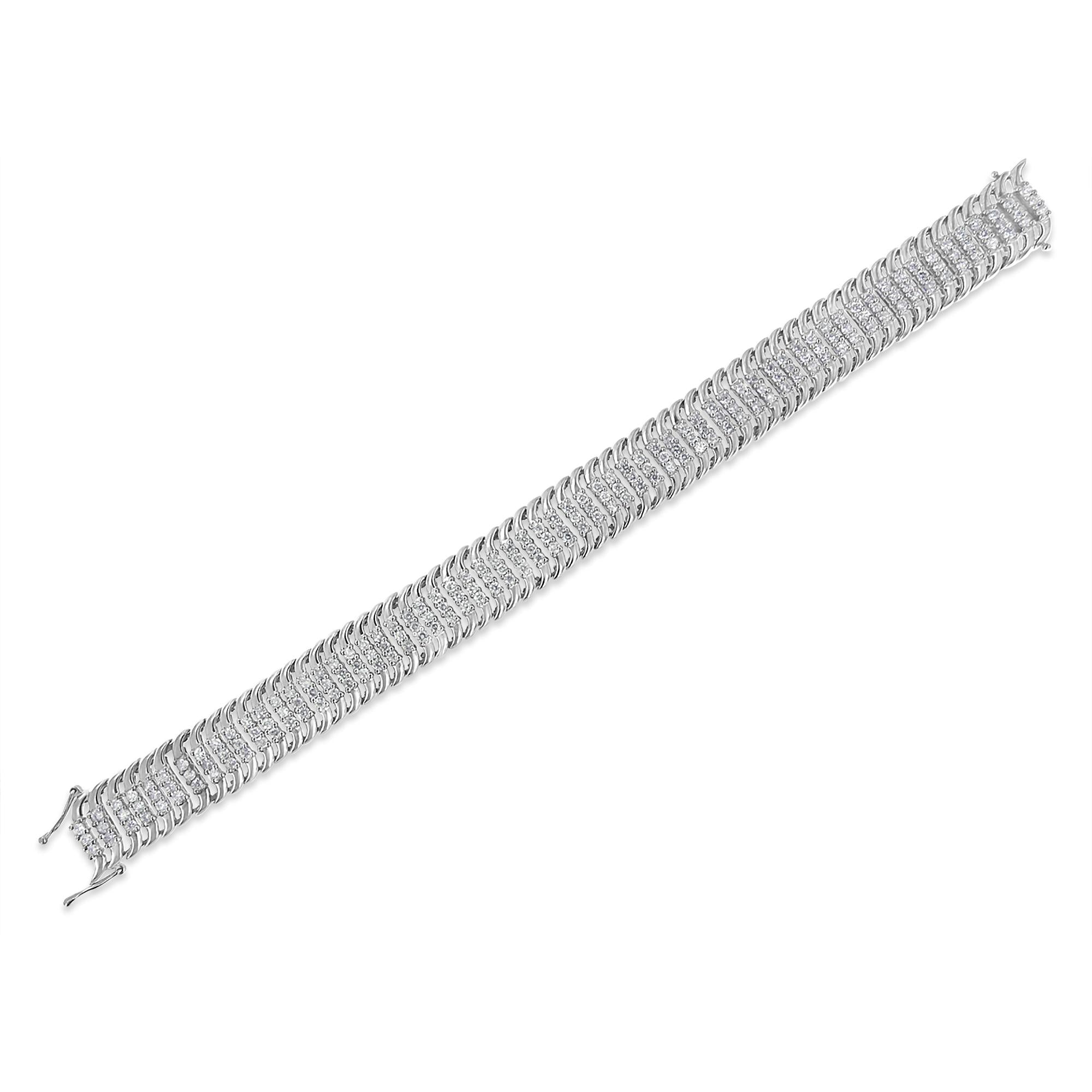 14K White Gold 5.0 Cttw Round Brilliant Cut Diamond 7" Tennis Bracelet