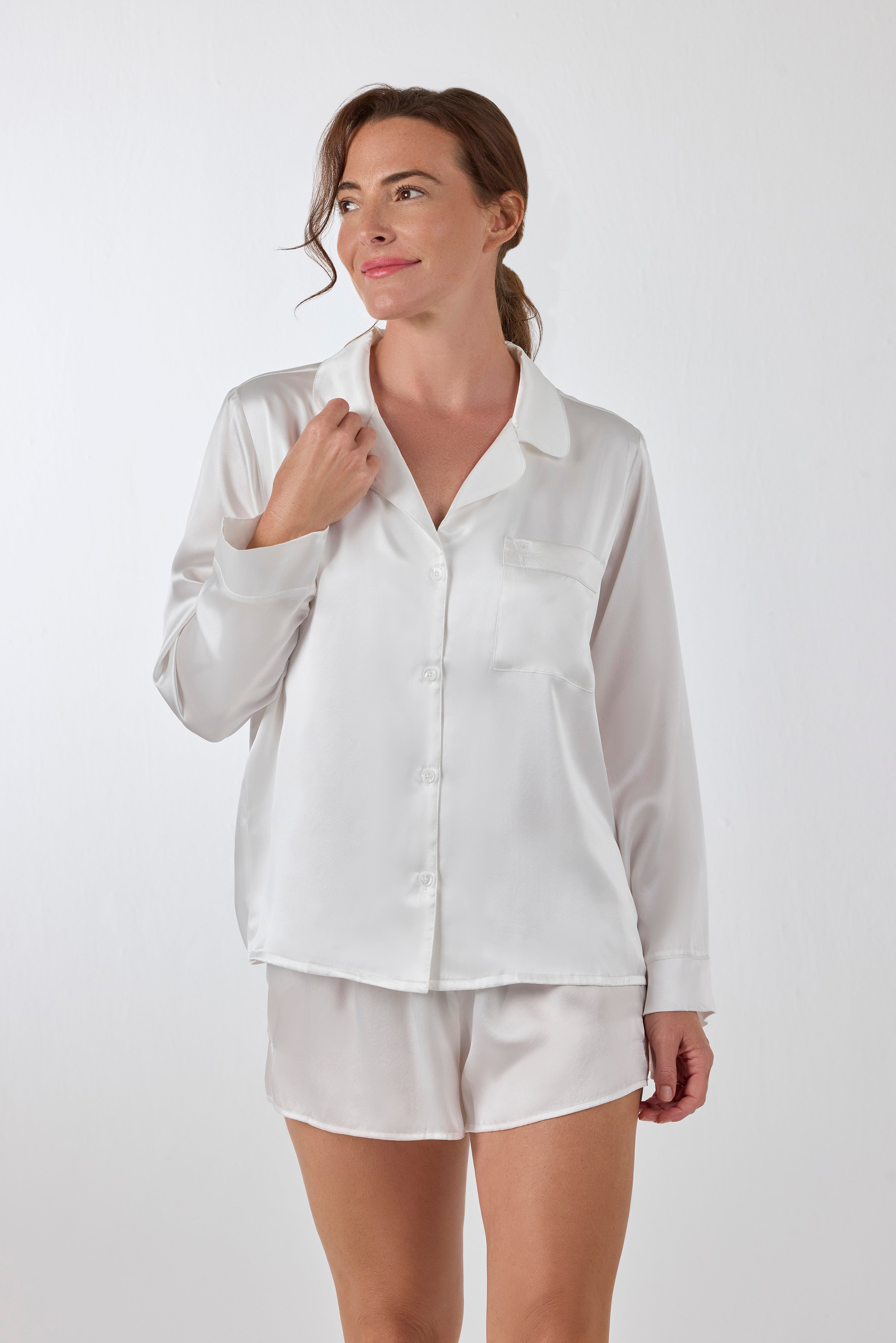Chloe Silk Lounge Set Off White