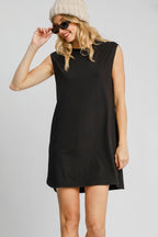 Sleeveless High-Low Curved Hemline Mini Dress Black