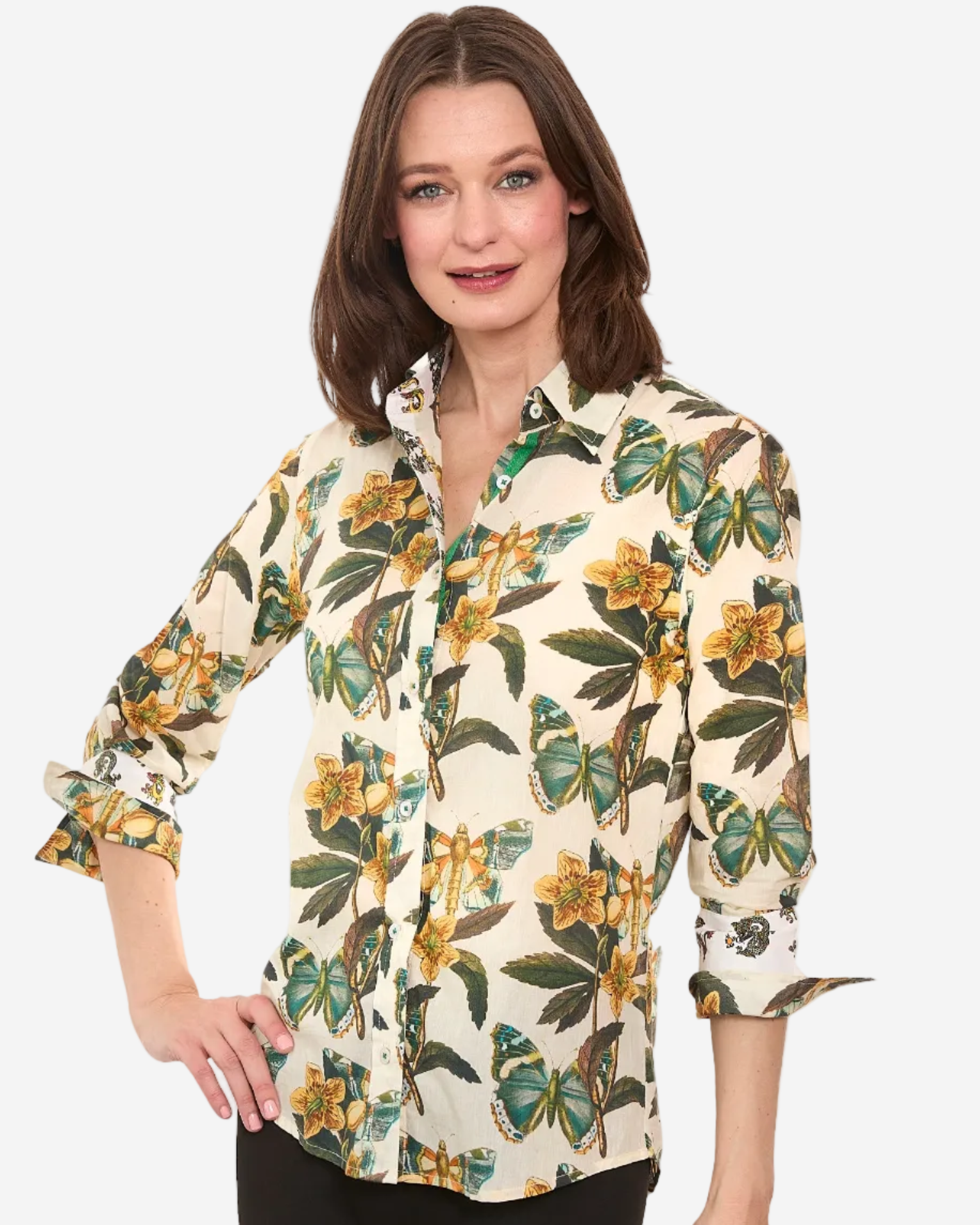 3/4 Sleeve Rome Shirt Butterfly Print