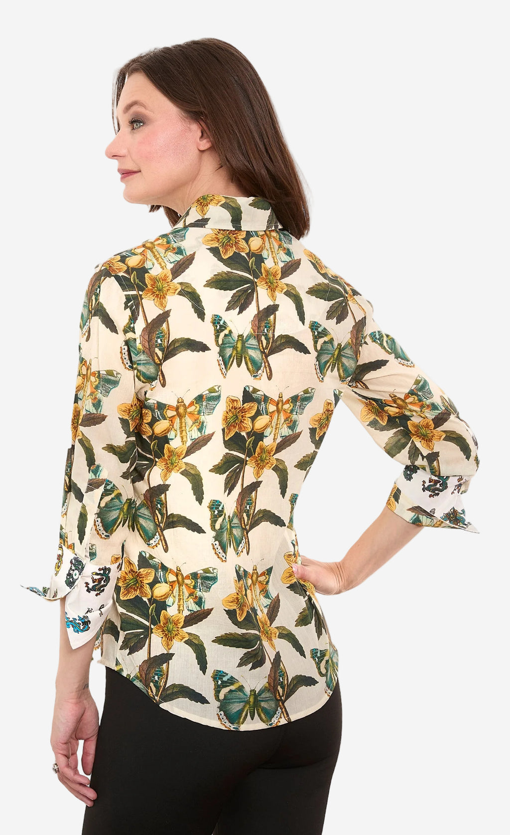 3/4 Sleeve Rome Shirt Butterfly Print