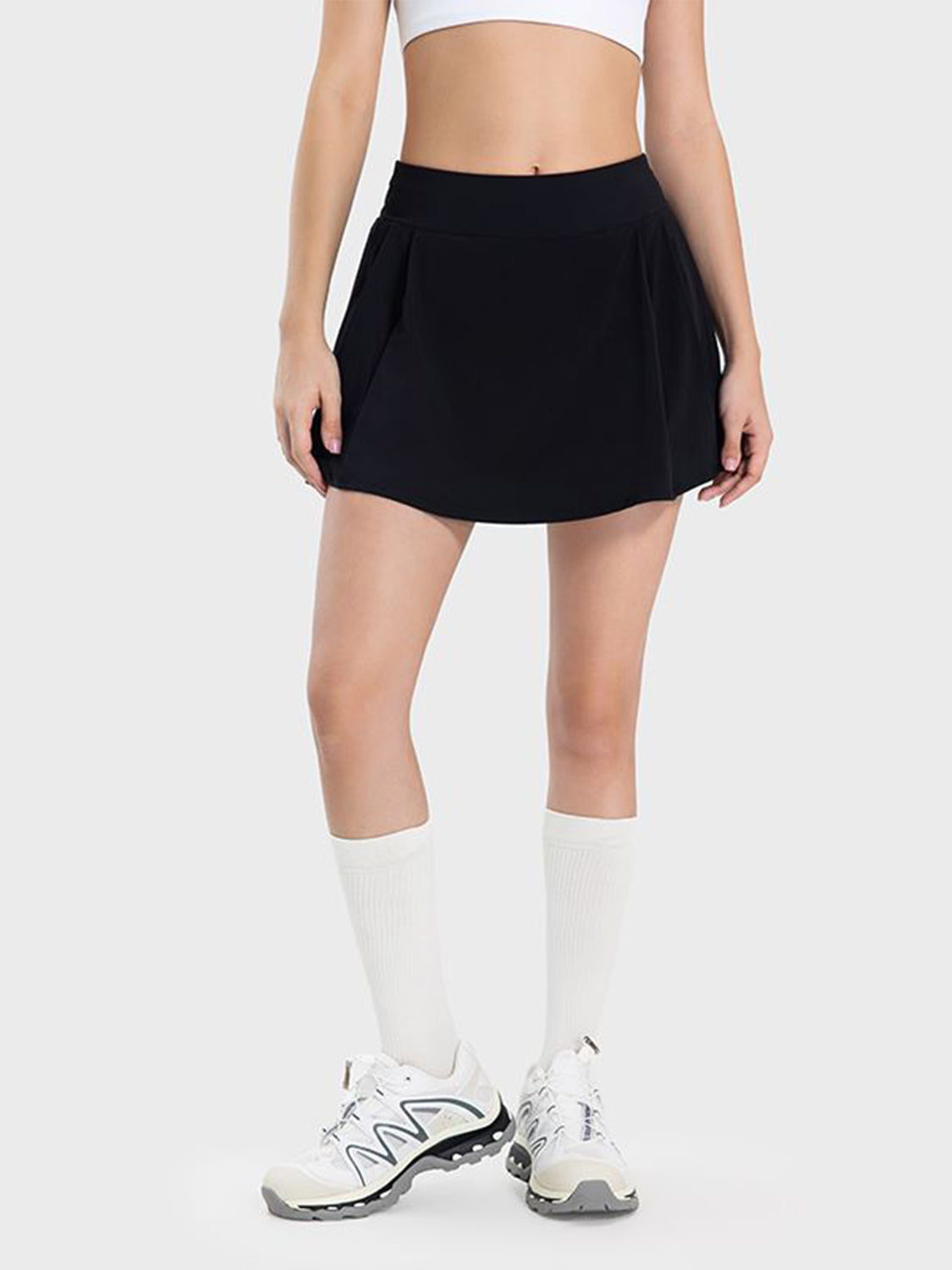Pleated Detail Mid-Rise Active Skirt
