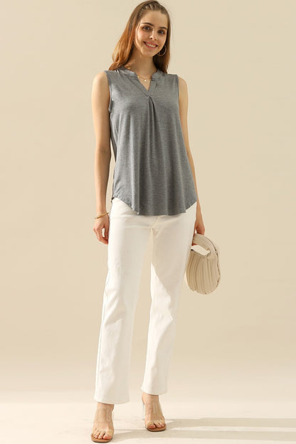 Ninexis Notched Sleeveless Top