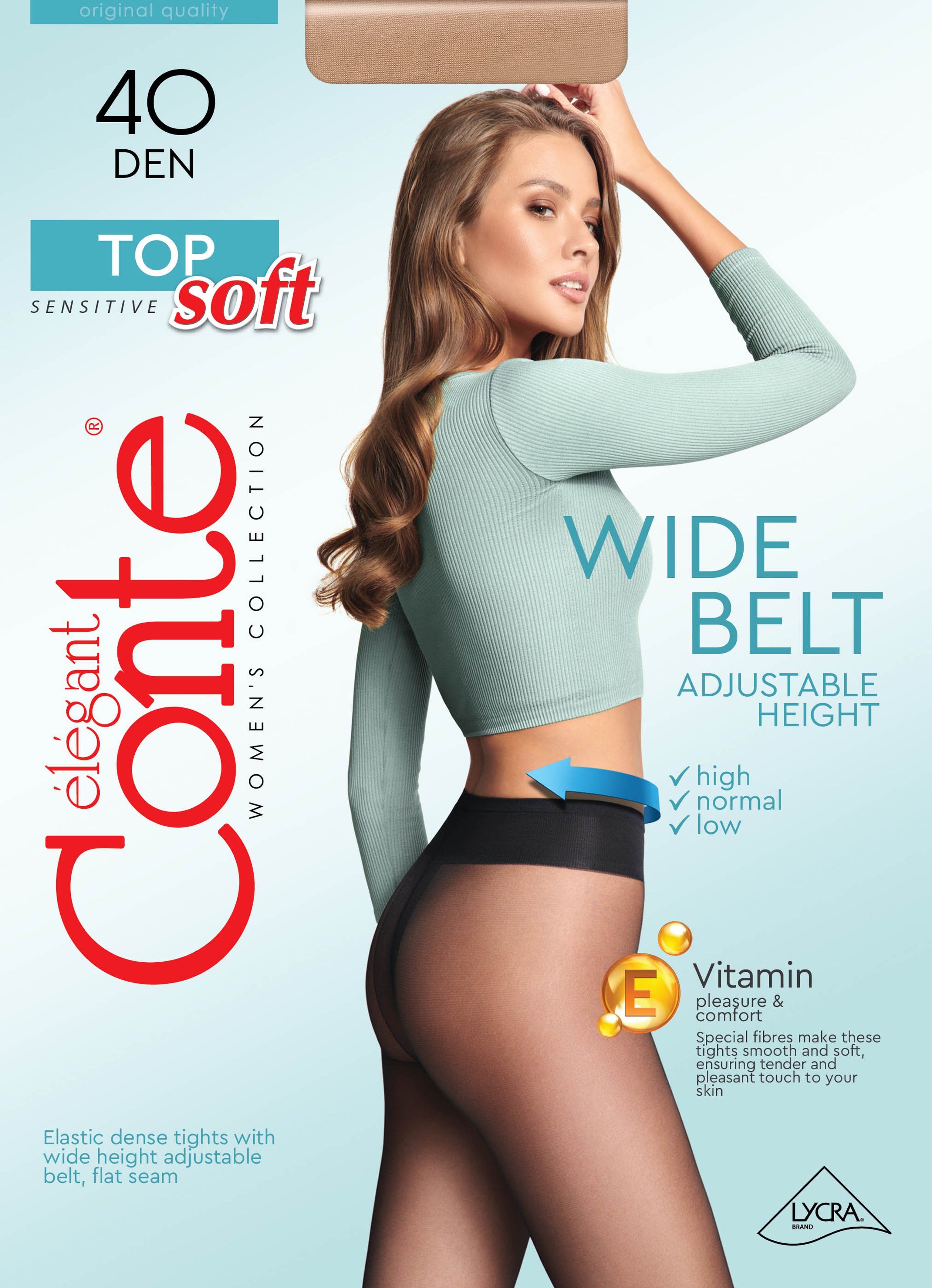 Tights Conte Top Soft 40 Den | Adjustable Fit for Sensitive Skin