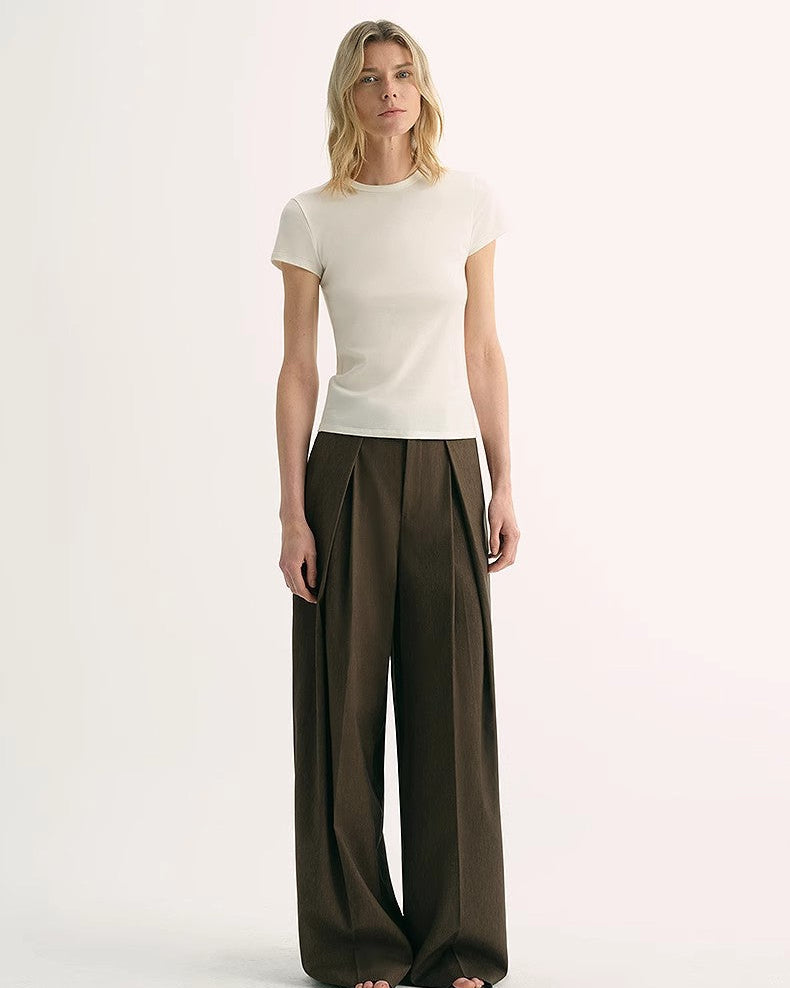 LINDIS Wool Mulberry Silk Classic Short Sleeve Round Neck T-Shirt