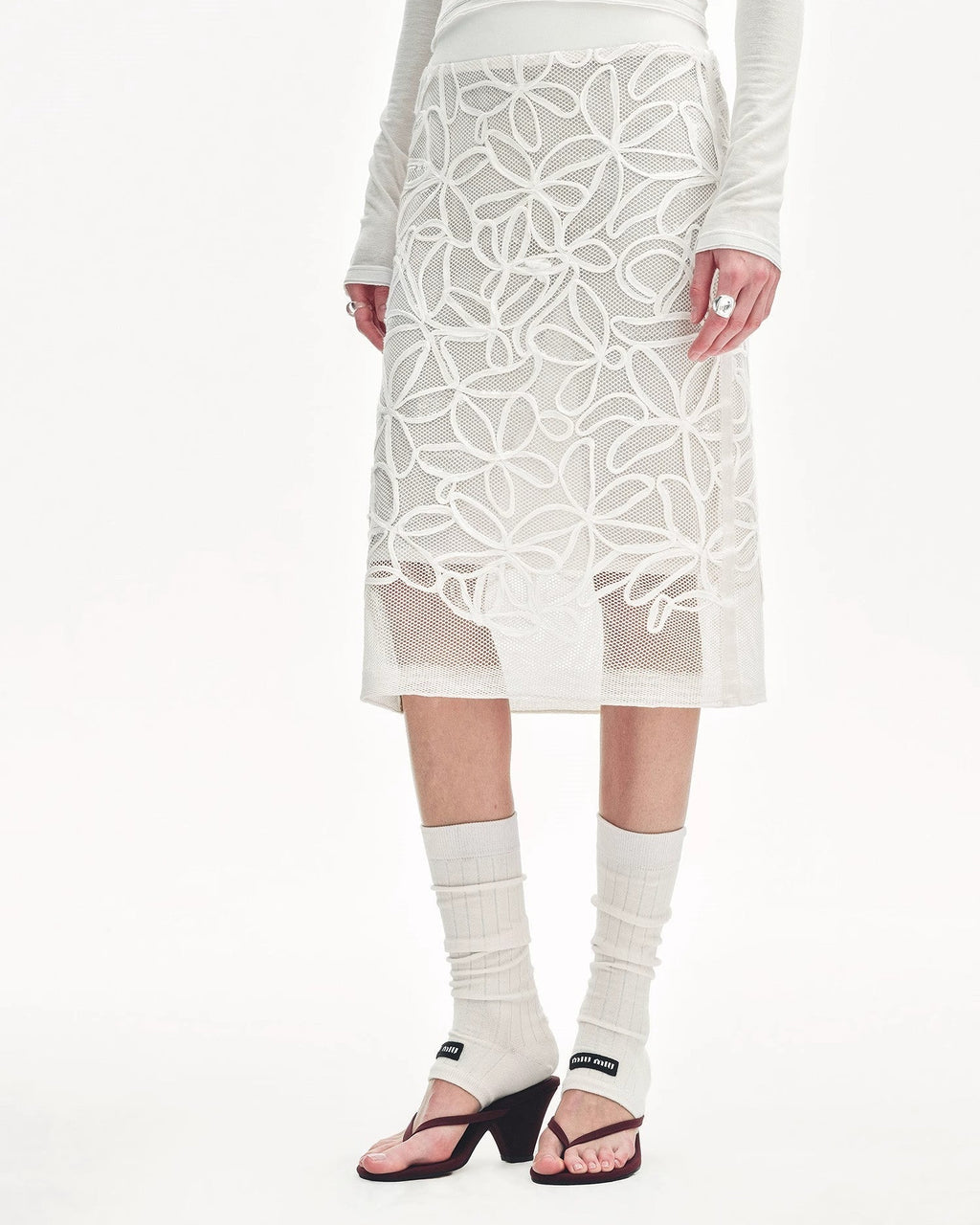 ‘Summer Dream’ Acetate Sequin Embroidered Straight Skirt