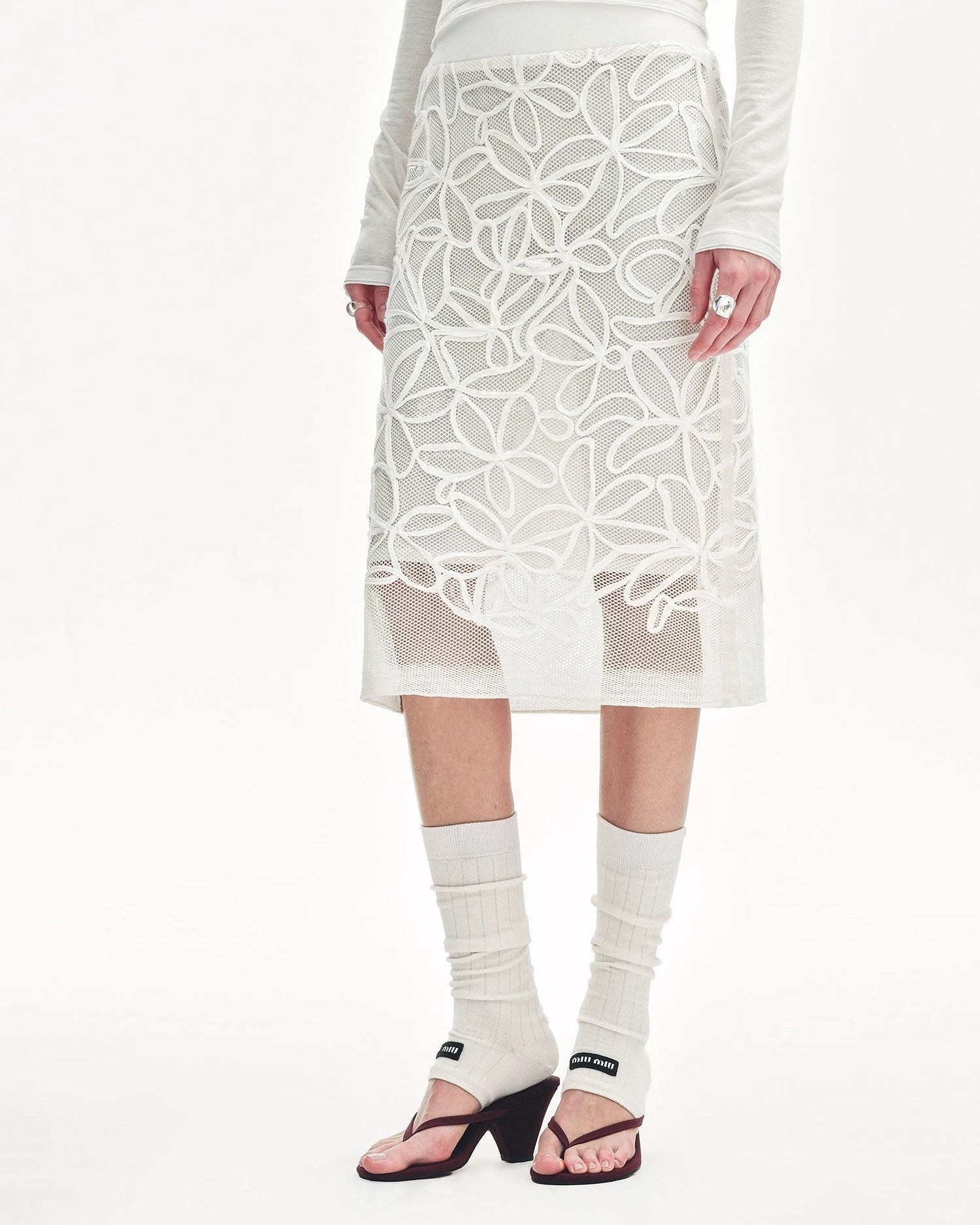 ‘Summer Dream’ Acetate Sequin Embroidered Straight Skirt