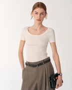 German Yangtze Wool Round Neck Short Sleeve Top